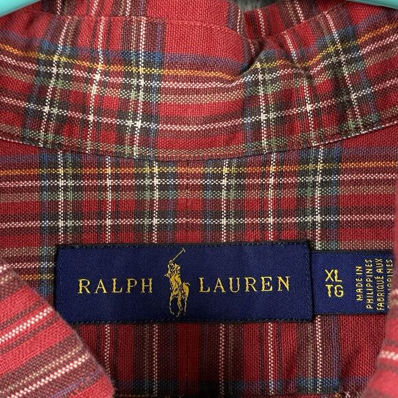 Ralph Lauren Oxford Button Down Shirt Men’s XL Red Plaid Causal Classic Formal - Picture 5 of 9